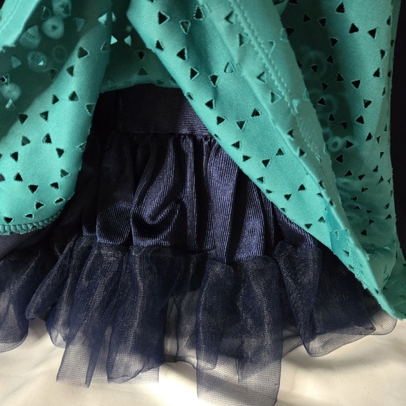 Beautees Girls Color Block Skater Dress Size 14 – Aquatic Green & Black - Picture 2 of 10